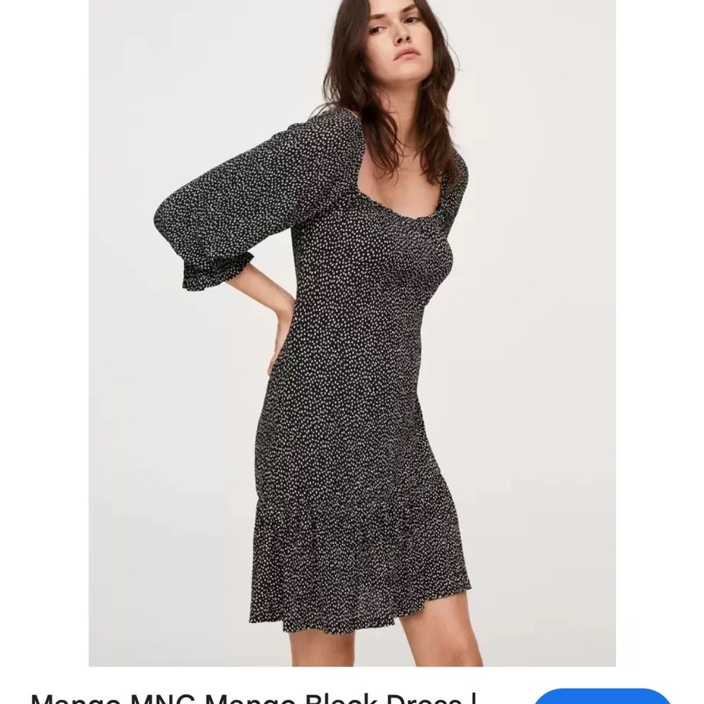 Mango Long Sleeve Square Neck Dress